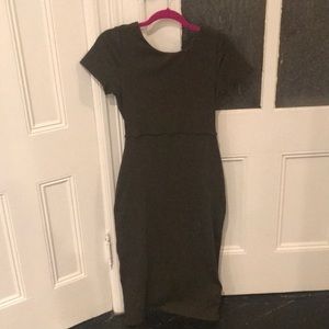 Zara form fitting Large midi dress. Olive green.
